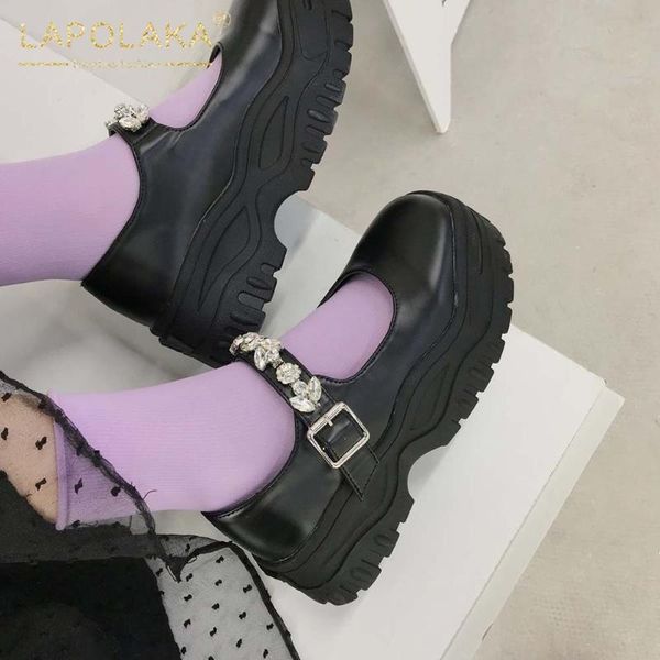 

dress shoes lapolaka design mary janes pumps women platform crystal buckle ins dropship weet casual cospaly pump ladies, Black