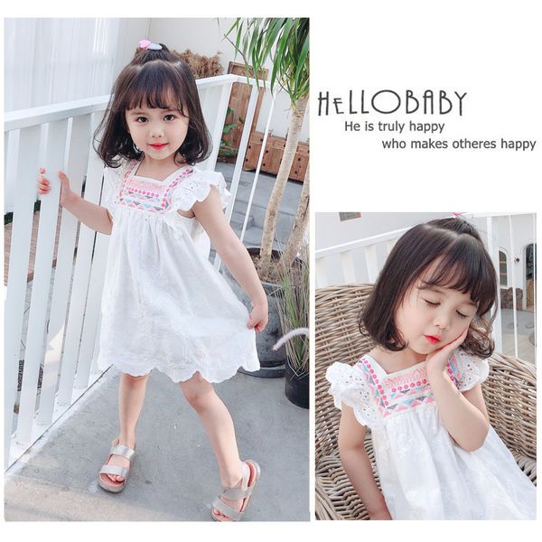 

girls' dresses baby girl embroidered kids summer vintage frocks boutique white es children flying sleeve vestidos, Red;yellow