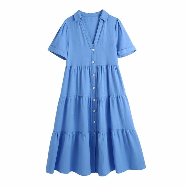 

summer women turndown collar single breasted midi dress female short sleeve clothes casual lady loose vestido d7669 210430, Black;gray