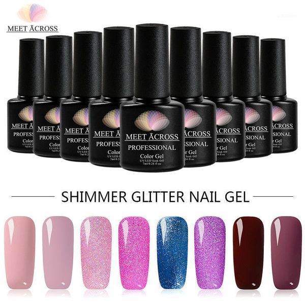 

across 7ml holographic glitter nail gel polish semi permanent uv set shimmer manicure soak off art varnish1, Red;pink