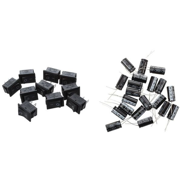 

smart home control 20 pcs 1000uf 50v 13x25mm aluminum electrolytic capacitors black with 10 spst mini 2 pin rocker switch