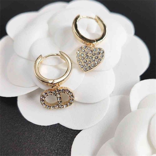 

special offer 2021 luxury designer jewelry / new diamond studded letter earrings for women, Silver