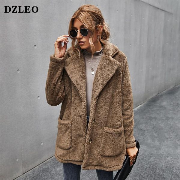 

women's fur & faux dzleo winter warm thick women coats plus velvet lapel plush and jackets long sleeve oversized fashion outerwear, Black