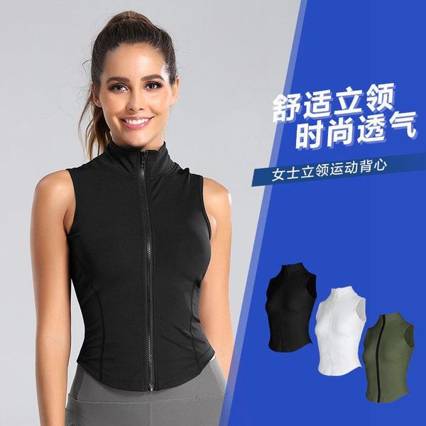 

yoga outfit crop vest women rits high elastic deportivo mujer camisetas