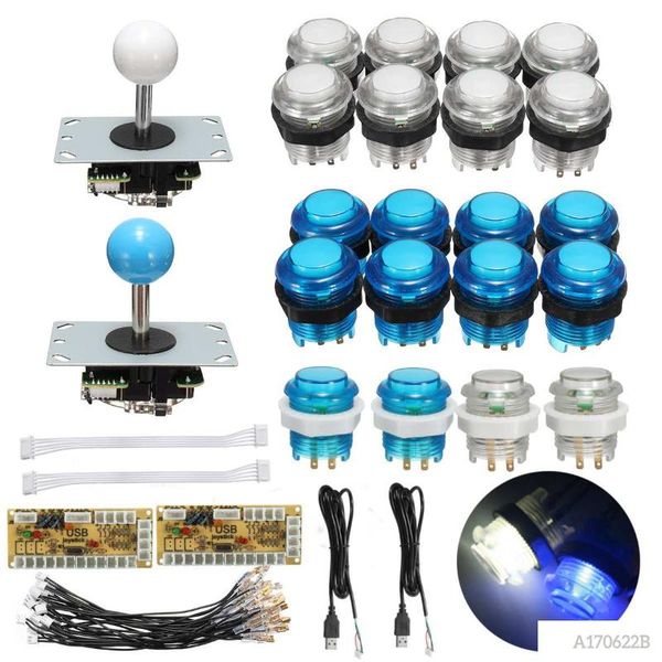 

game controllers & joysticks arcade joystick diy kit parts with led push button + zero delay usb encoder cables kits