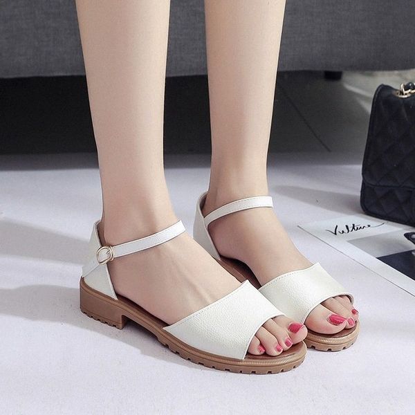 

womens shoes summer flat beach sandals women open toed fish mouth word young female girls student roman shoes wild ladies r2sa#, Black