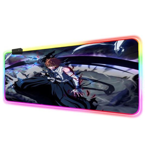 

mouse pads & wrist rests rgb anime bleach large gaming pad 900x400mm led lighting mousepad gamer computer desk mat ichigo