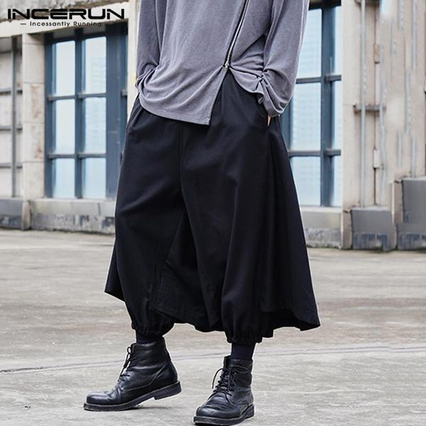 

men's pants 2021 fashion men casual solid color drawstring trousers skirts bottoms punk pantalon hombre loose chic joggers s-5xl, Black