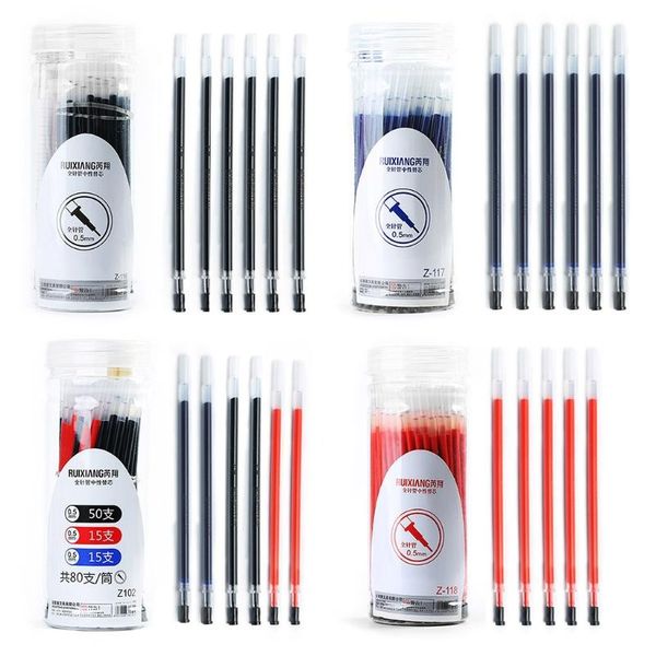 

80pcs gel pen refill set black blue red ink ballpoint tip 0.5mm school office writing supplies stationery pens