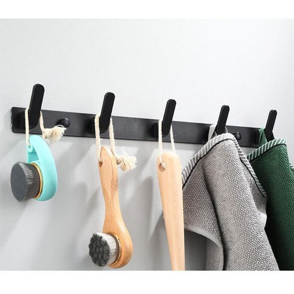 

hooks & rails a9lb wall mounted rack with 3/4/5/6 aluminum hanger for kitchen bathroom hanging towel coat hat bag robe storage holder