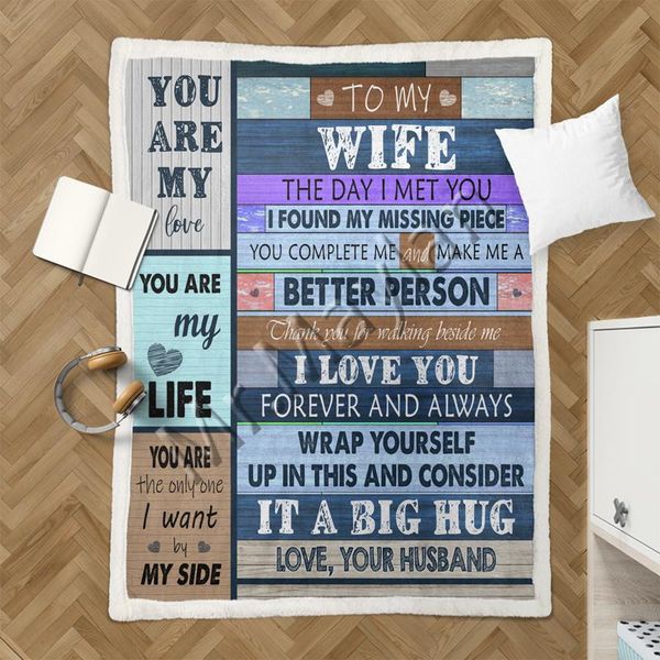

blankets to my wife 3d sherpa fleece blanket for couples on bed kids girl blue home textiles