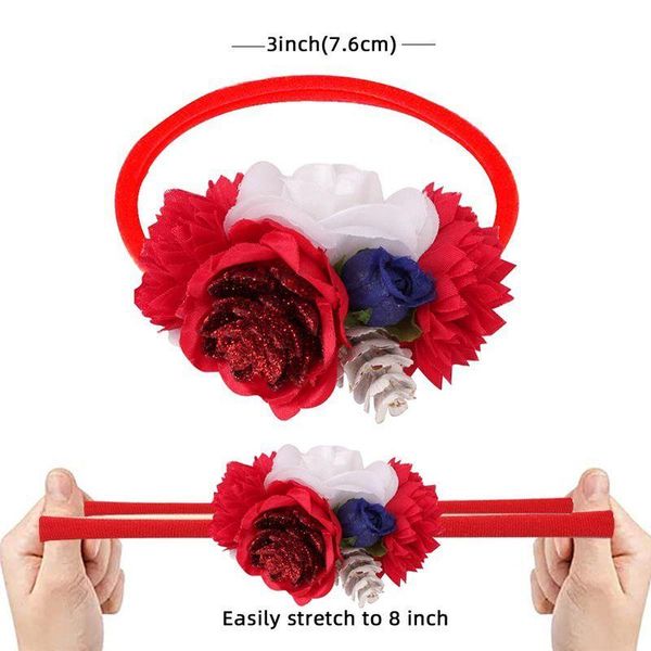 

hair accessories boutique flower headbands for girls cute bows nylon headband elastic hairbands kids christmas, Slivery;white