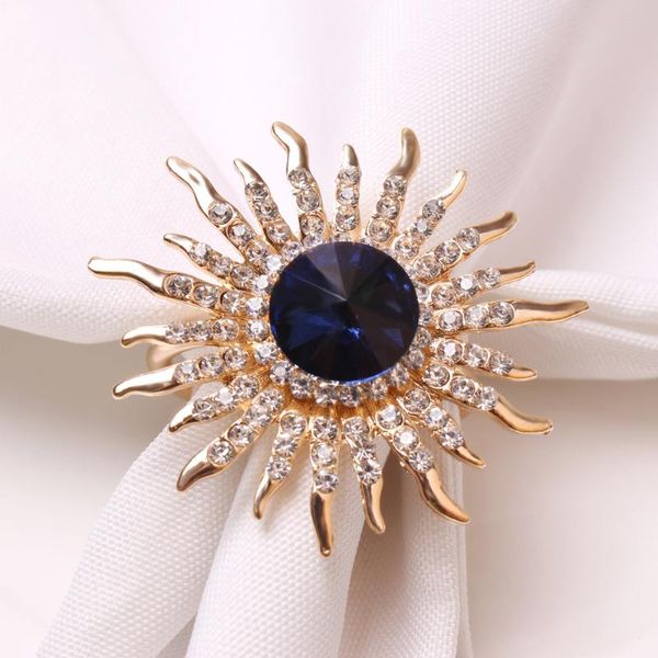 

table accessories wedding ink blue satellite stone sun flower napkin buckle diamond ring rings