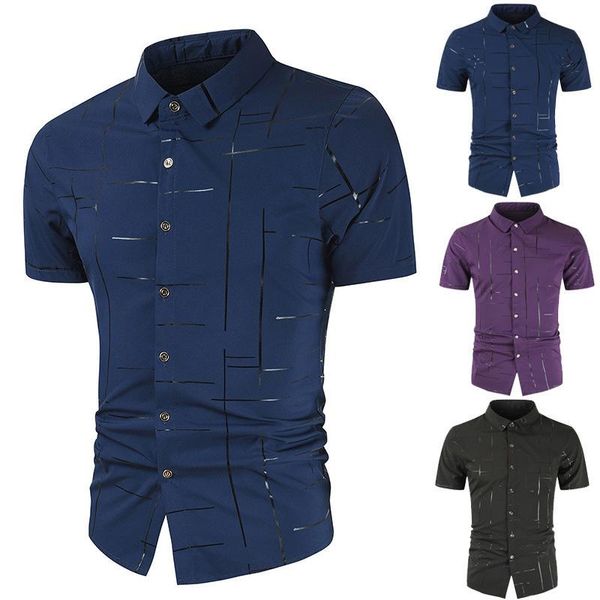

men's casual shirts 2021 silk cotton fashion striped shirt plus size slim 3 color short-sleeved squar collar vintage satin men, White;black