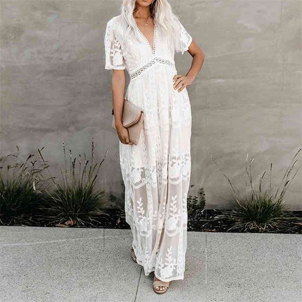 

boho inspired white lace tunic summer beach dress women deep v-neck lining embroidery slit side bohemian tunic dress female 210329, Black;gray