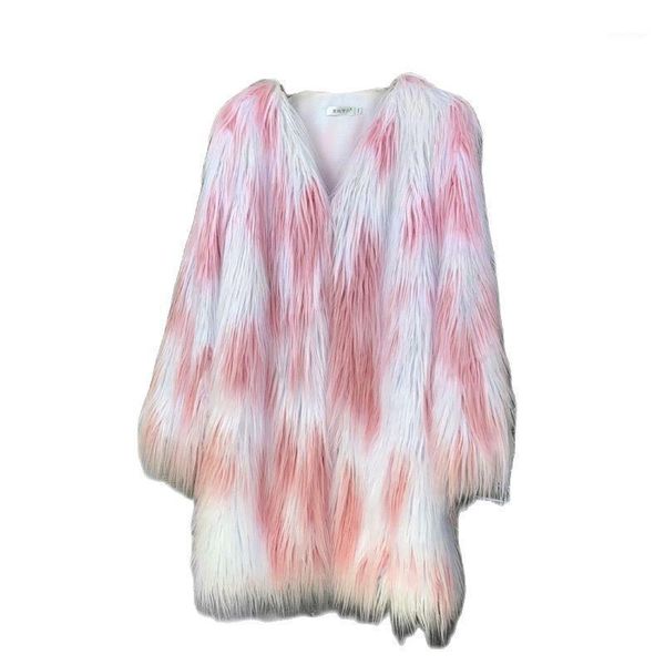 

women's fur & faux european and american autumn winter clothing women imitation beach wool lamb long coat, Black