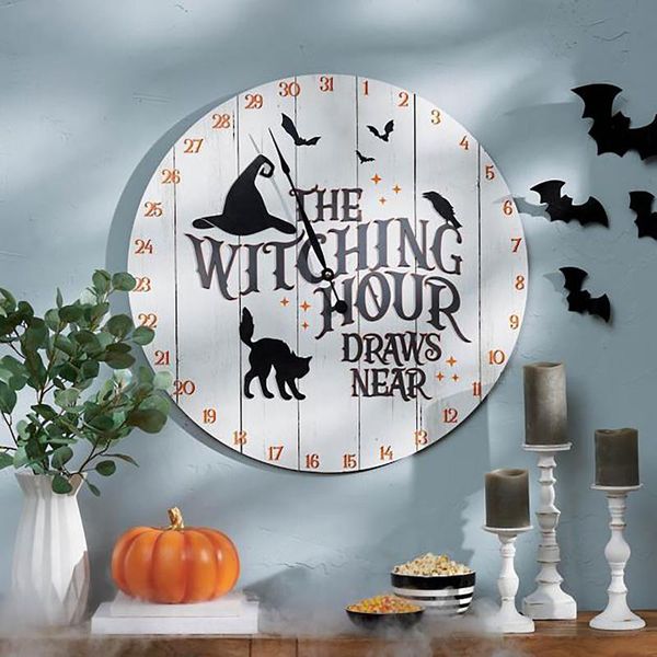 

wall clocks countdown to halloween decor farmhouse-decor for home wooden clock