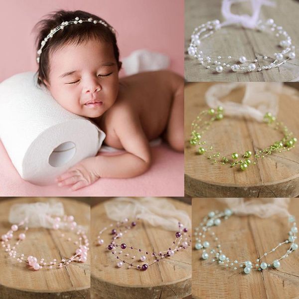 

hair accessories 1pc cute born pography prop baby pearl headband princess girls headdress infants studio po shooting, Slivery;white