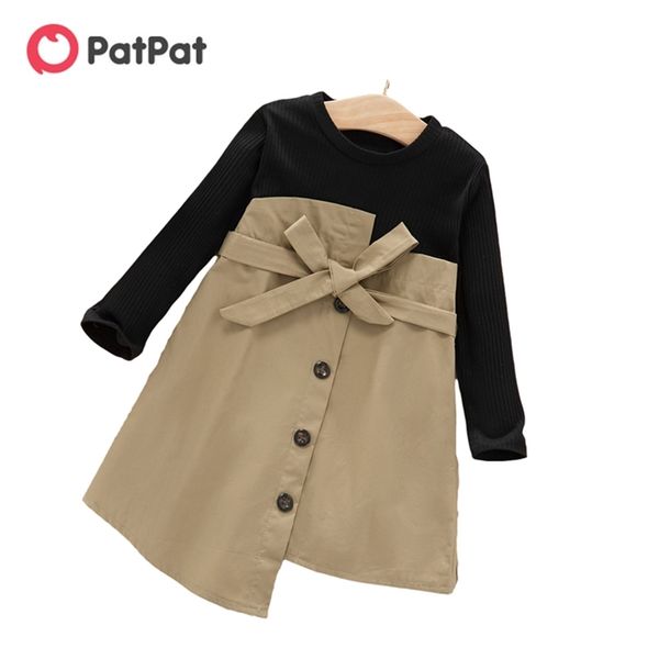 

arrival spring and autumn girls fashionable bowknot splice long-sleeve dress trendy children's clothing 210528, Red;yellow