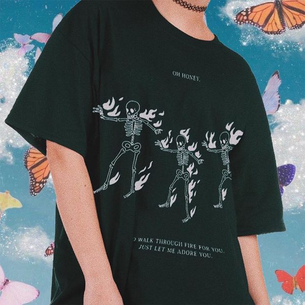 

oh honey id walk women t shirt through fire you just let me adore funny skull people printed shirts harry, White