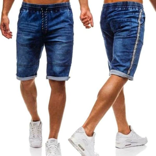 

men's cottonthin denim ruched new fashion summer male casual low waist short jeans shorts stretch pants, White;black