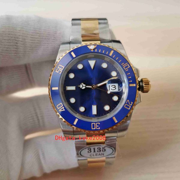 Orologi da orologio puliti di qualità eccellente Acciaio 904L 40mm 116613 Lunetta in ceramica Quadrante blu Due toni impermeabili ETA 3135 Movimento meccanico automatico Orologi da polso da uomo