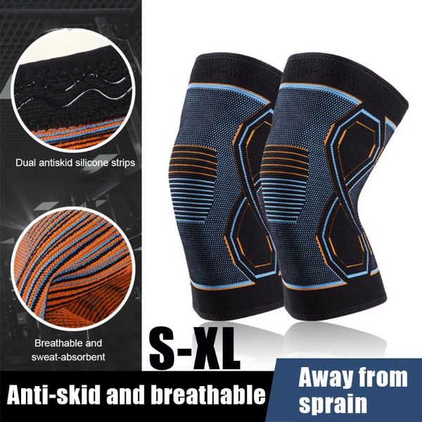 

elbow & knee pads 1pc fitness running cycling knitted sleeve breathable elastic nylon sport compression pad for sports, Black;gray