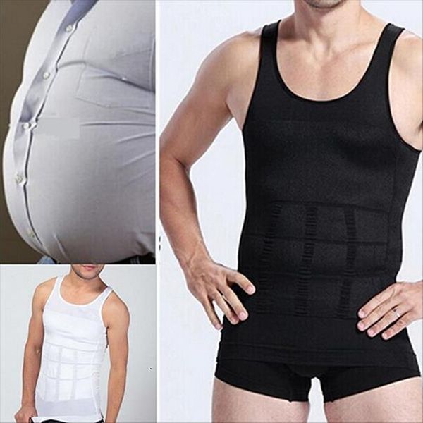 

mens slim body shaper vest shirt tummy waist underwear beer belly slimmer 6l7x, White;black