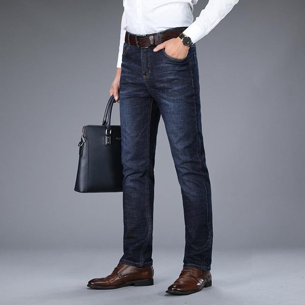 

men's jeans brand exclusive design famous casual denim men straight slim middle waist stretch vaqueros hombre, Blue