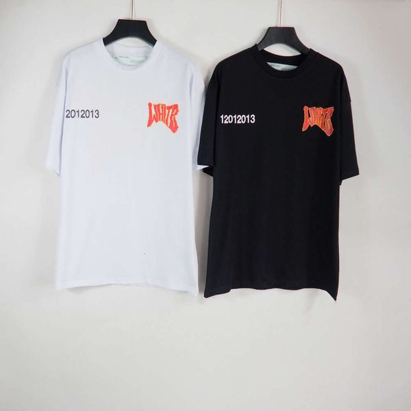 

2021 men's t-shirt casual loose fashion high-end luxury custom offs printing tide pure cotton port popular personality short-sleeved, White;black