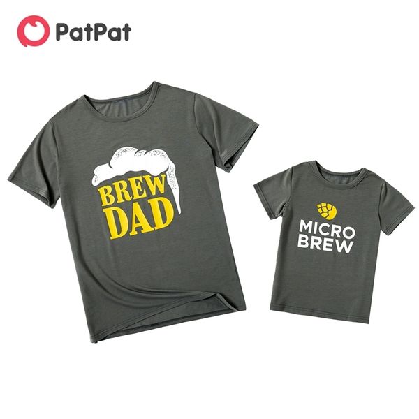 

summer letter print grey t-shirts for dad and me 210528, Blue