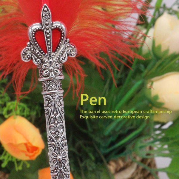 

fountain pens 1set retro vintage calligraphy feather dip pen writing ink set stationery quill creative drop