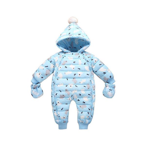 

baby rompers winter newborn down coat bodysuits infant babies clothes girls boys jumpsuit hooded one piece clothing toddler outwear gloves s, Blue