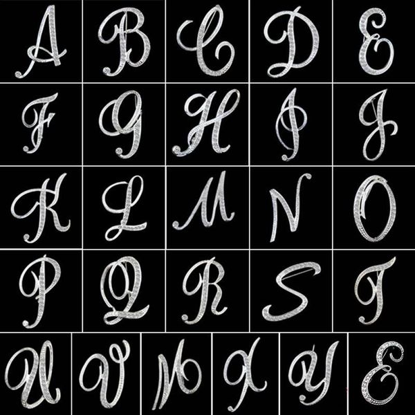

pins, brooches initial all-match letter shape brooch english alphabet rhinestone trendy couple buckle pin shirt for gifts, Gray