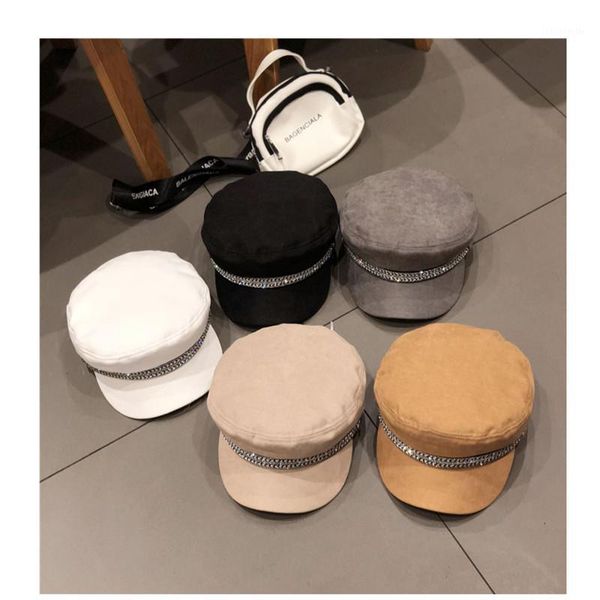 

british vintage beret autumn winter fashion rhinestone flat hat berets, Blue;gray