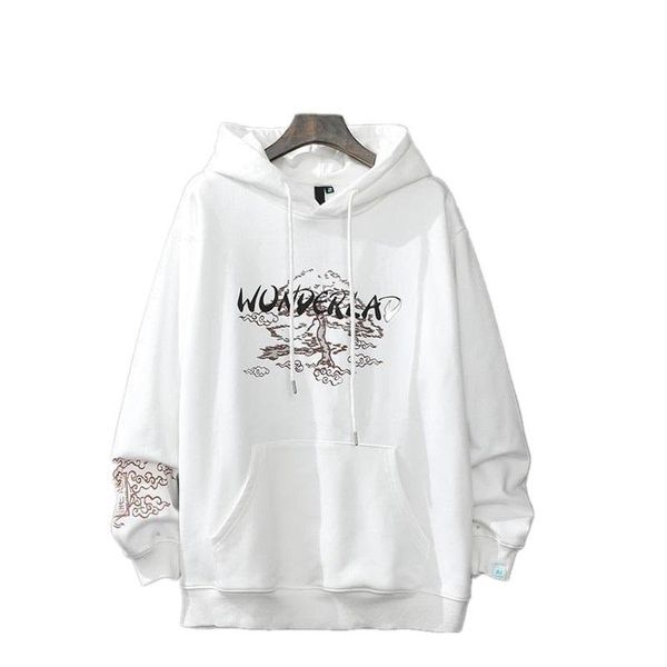 

men's hoodies & sweatshirts hoodie mens plus velvet trend harajuku style autumn and winter clothes loose hip-hop japanese street couple, Black