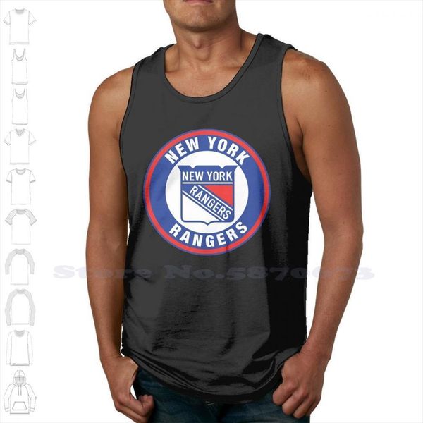 

rangers circle custom funny tank sleeveless vest york ny logo ranger, White;black