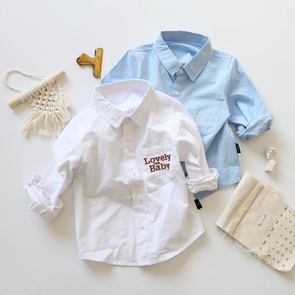 

shirts wlg boys spring white blue letter shirt kids long sleeve baby fashion all match children clothes, White;black