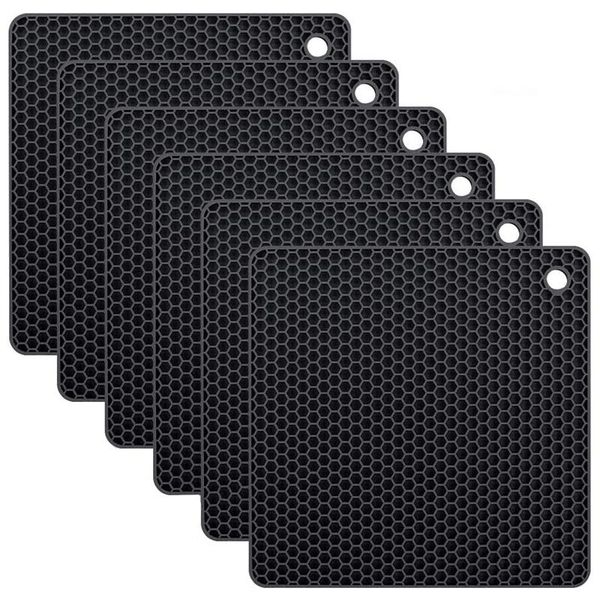 

mats & pads silicone 6 packs non slip heat resistant pot holder multi-function trivets for pots and pans