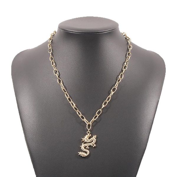 

pendant necklaces 2021 ins gold chain chinese dragon animal choker necklace korean fashion black cord jewelry minimalist minimalism, Silver