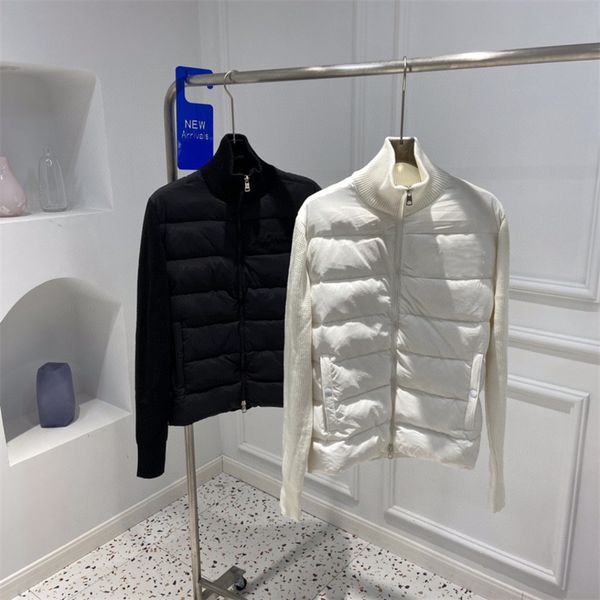 

premium men's et, cardigan, knitted, retail, white duck feather, front, winter casual coat, 90%, Black