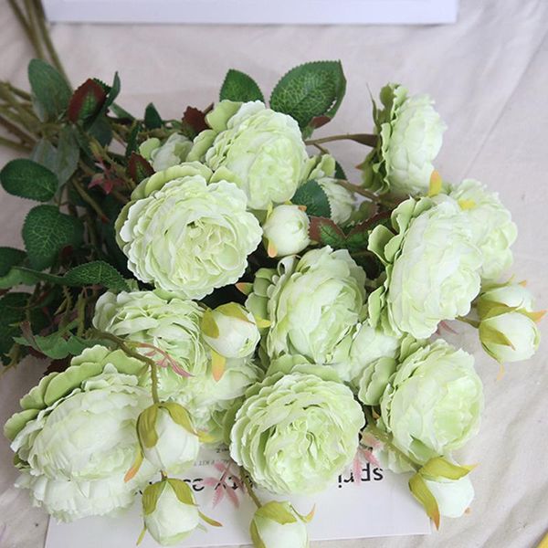 

simulation peony rose artificial fake western flower bridal bouquet wedding home decor wall decoration #008 decorative flowers & wreaths