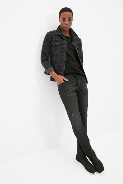 

men's jeans trendyol male tapared skinny harrow destroylu tmnaw22je0293, Blue