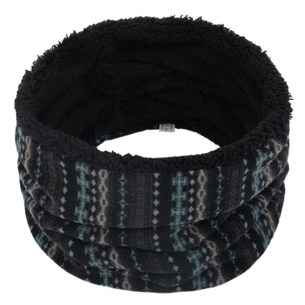 

cycling caps & masks women men printed scarf folk-custom stripe neck warmer fleece knitted face shawl cowl outdoor hiking scarves, Black