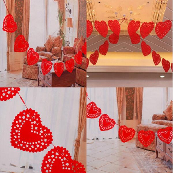 

meters bunting red heart love flag for wedding decoration party garland banner