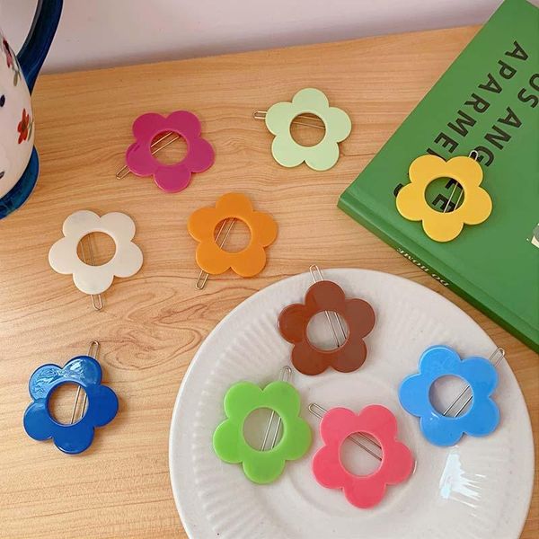 

hair accessories 2pcs colorful flower plastic hairpins sweet decorate headwear clips barrettes hairgrips 2021 fashion, Slivery;white