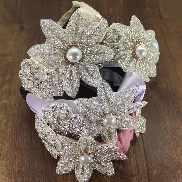 

hair clips & barrettes elegant fashion accessories headband beaded flower clear crystal baroque hairband center cross headwear for women wed, Golden;silver