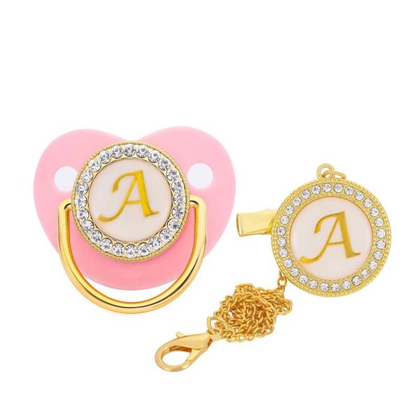 

pacifiers# initial letter baby pacifier and clips gold bling bpa 26 letters name silicone infant nipple born dummy soother
