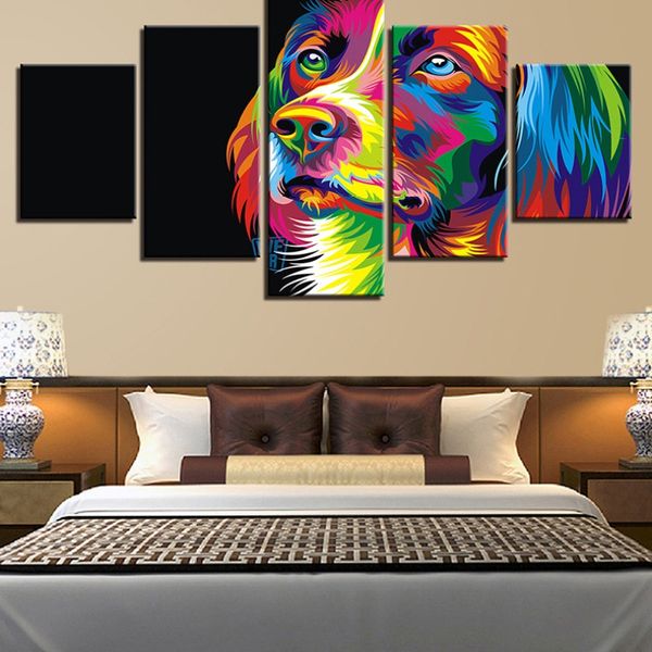 

5pcs/set unframed hd painting colorful animals lion print canvas wall art