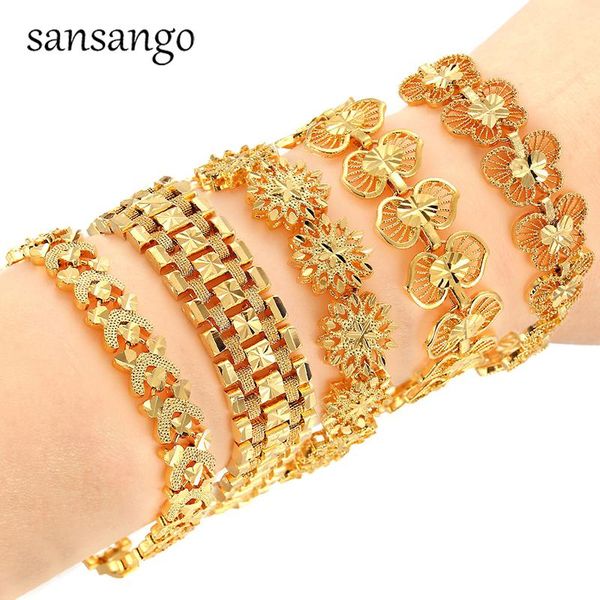 

link, chain sale plated 24k gold multi-style punk butterfly heart bracelet curb cuban copper bracelets&bangle for no fade, Black